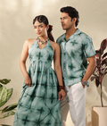 Matching Couple Outfit Set in Sage Green Tie-Dye